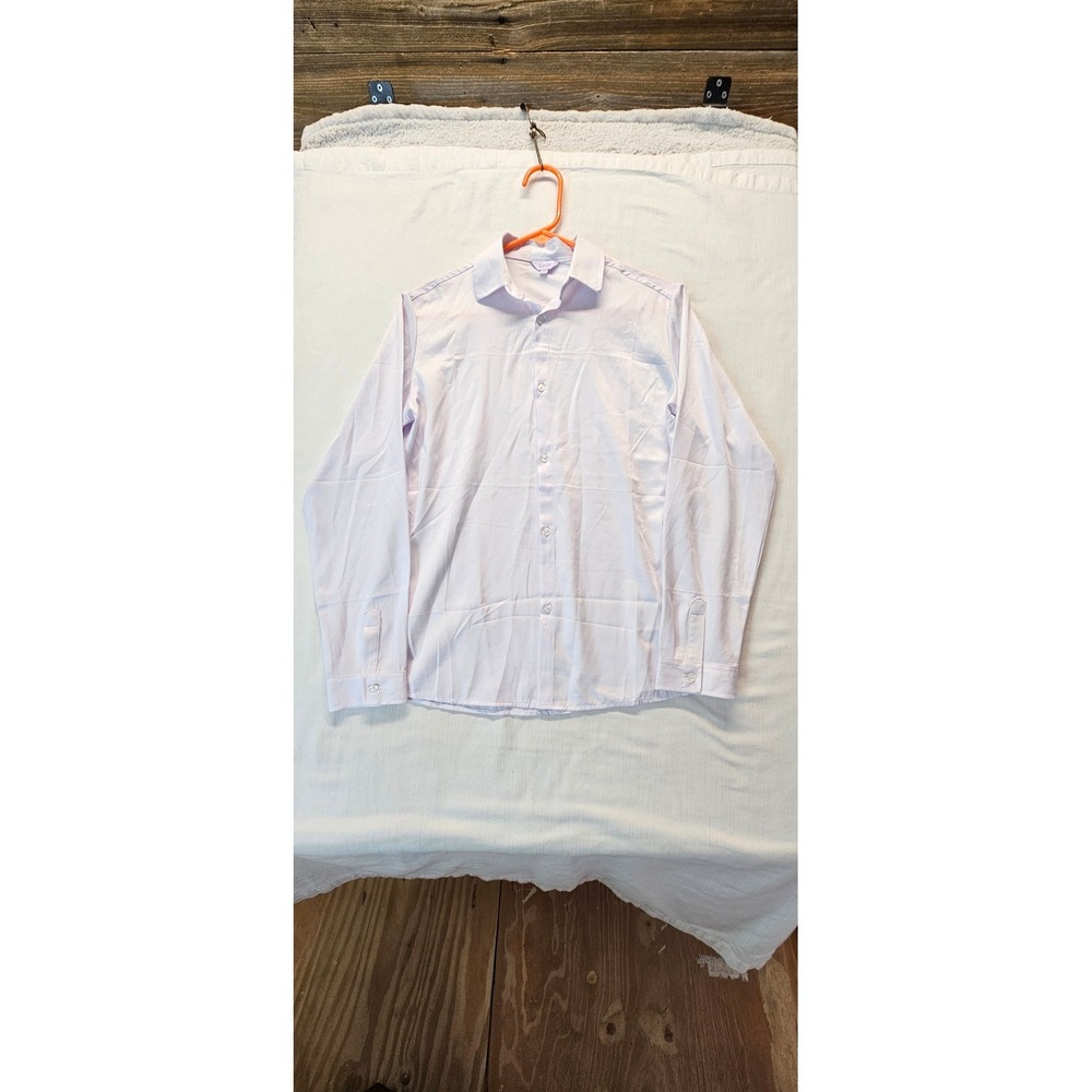Aotik Mens Lavender Long Sleeve Button Down Dress Shirt Size 14 Stretch